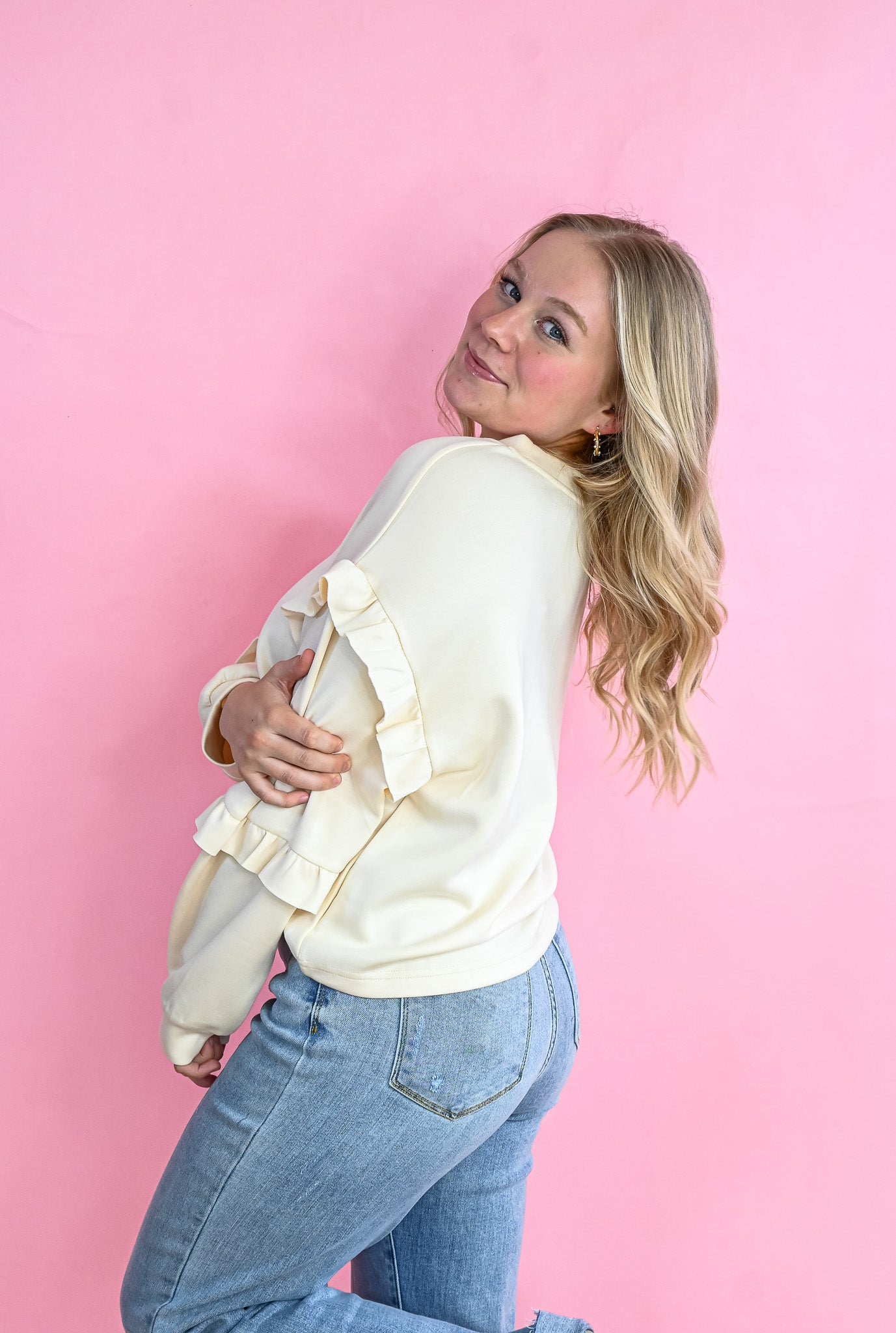 Ivanka Ruffle Sleeve Pullover - She Chester