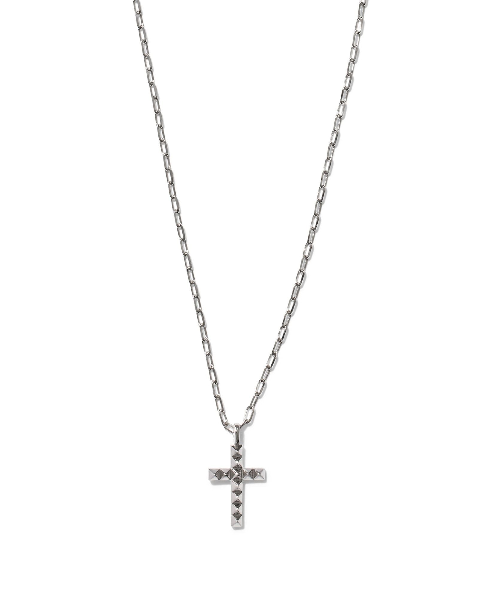 Jada Cross Short Necklace Rhodium Metal - She Chester