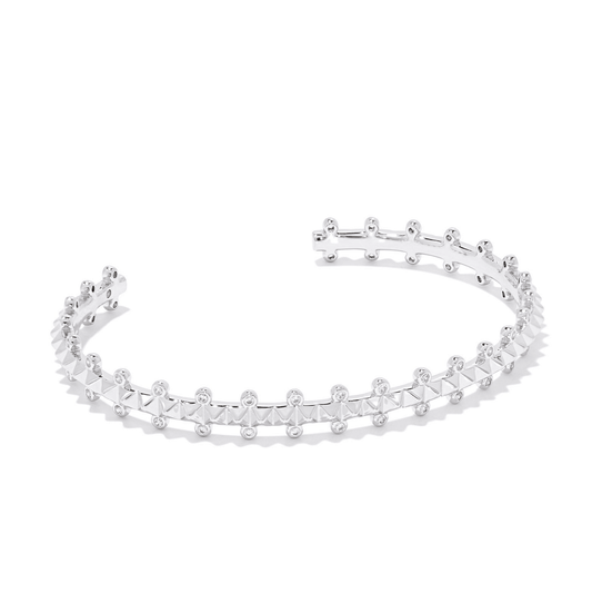 Jada Cuff Bracelet Rhodium White Crystal - She Chester