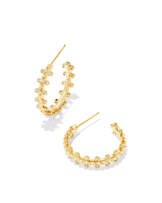 Jada Small Hoop Earrings Gold White Crystal - She Chester