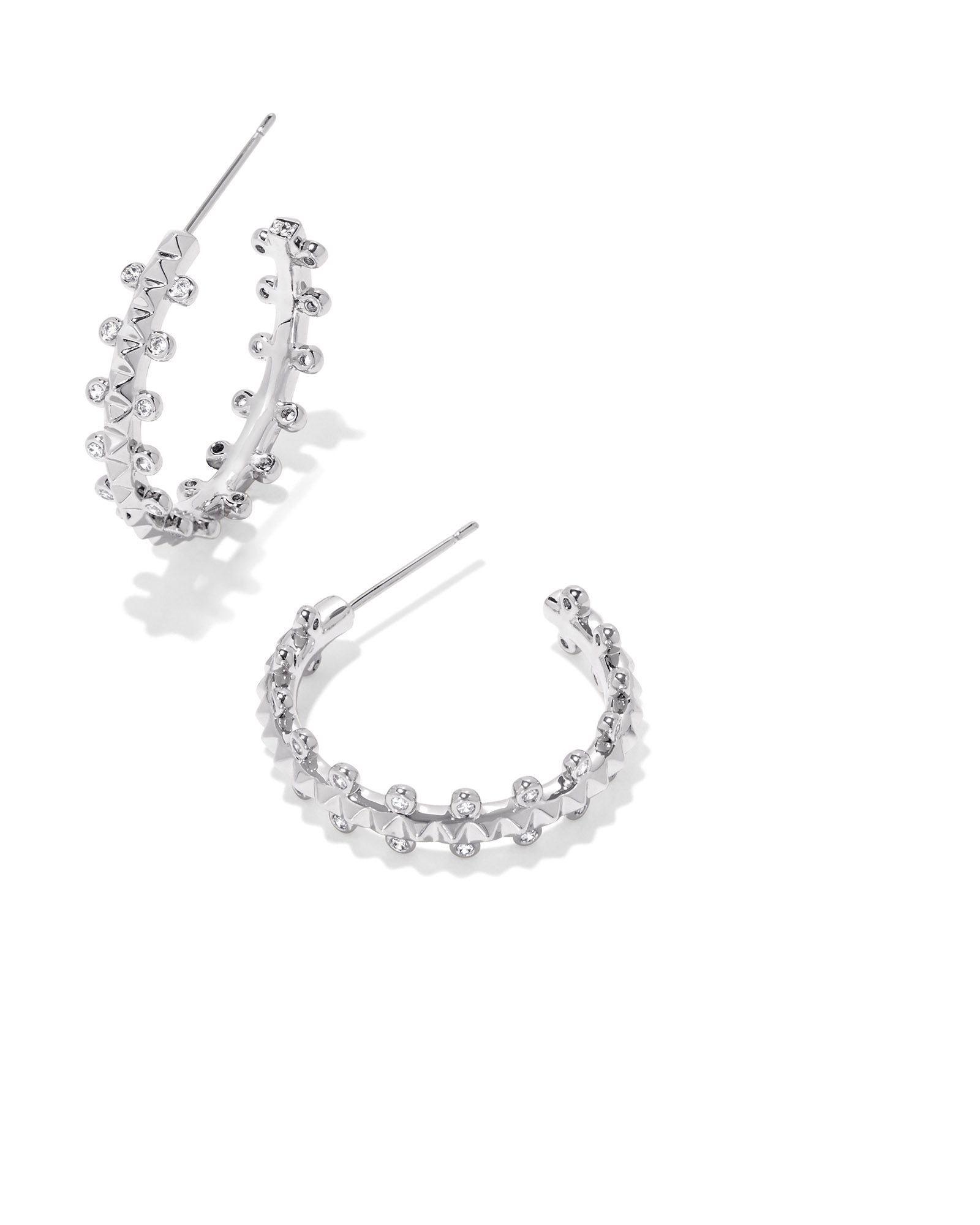 Jada Small Hoop Earrings Rhodium White Crystal - She Chester