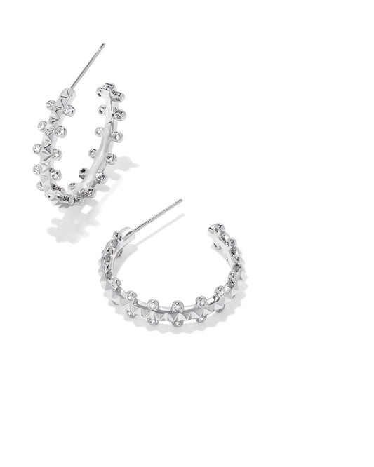 Jada Small Hoop Earrings Rhodium White Crystal - She Chester