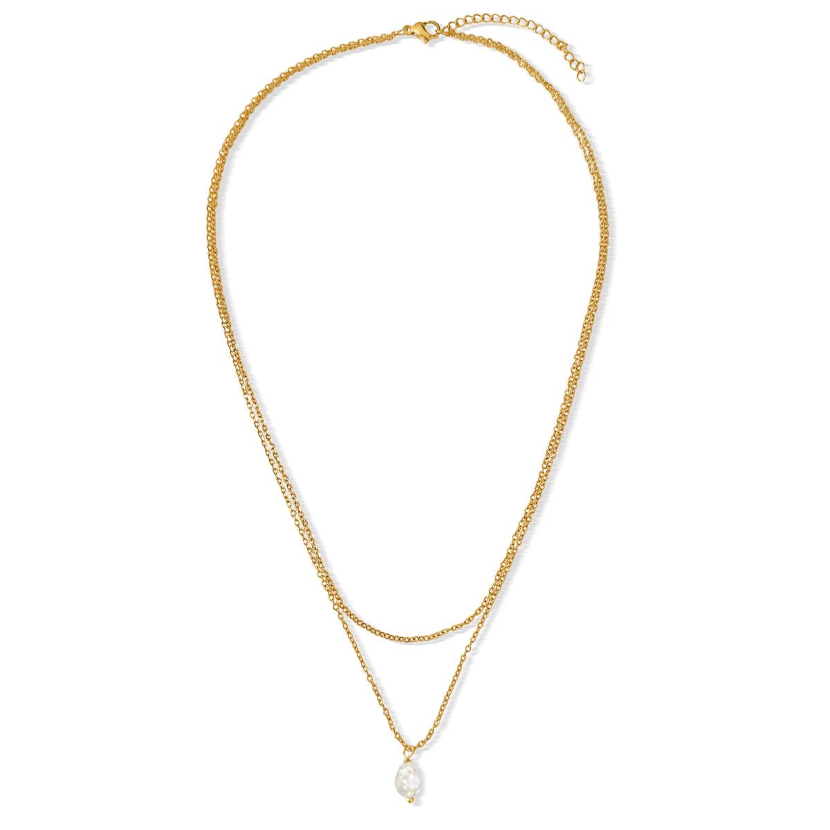 Jalen Double Chain Pearl Necklace - She Chester