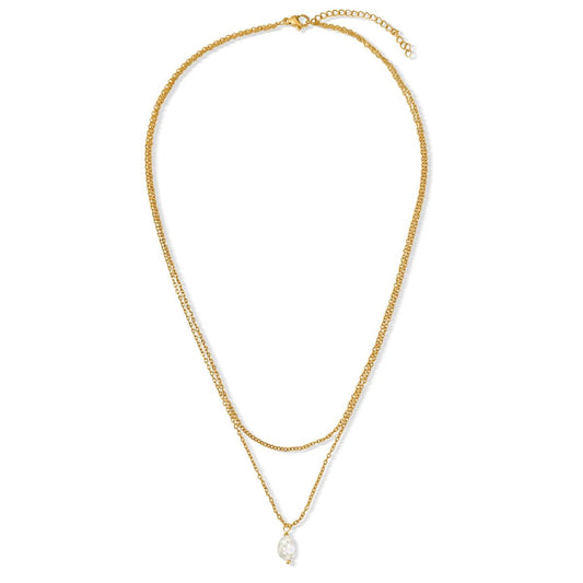 Jalen Double Chain Pearl Necklace - She Chester