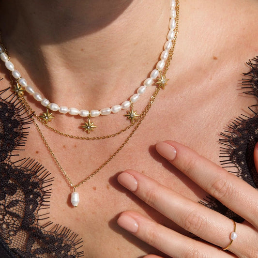 Jalen Double Chain Pearl Necklace - She Chester