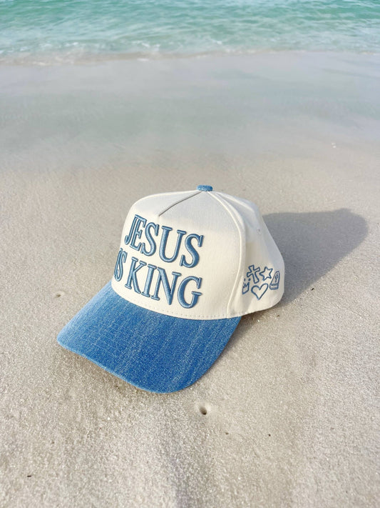 Jesus Is King Denim Hat - She Chester