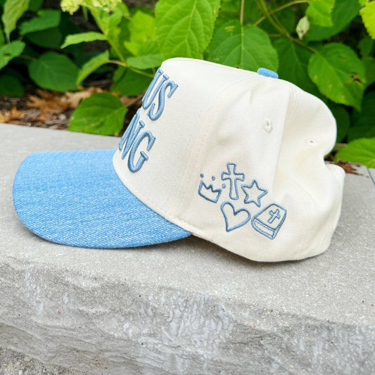Jesus Is King Denim Hat - She Chester
