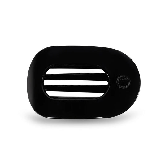 Jet Black Medium Round Flat Hair Clip - She Chester