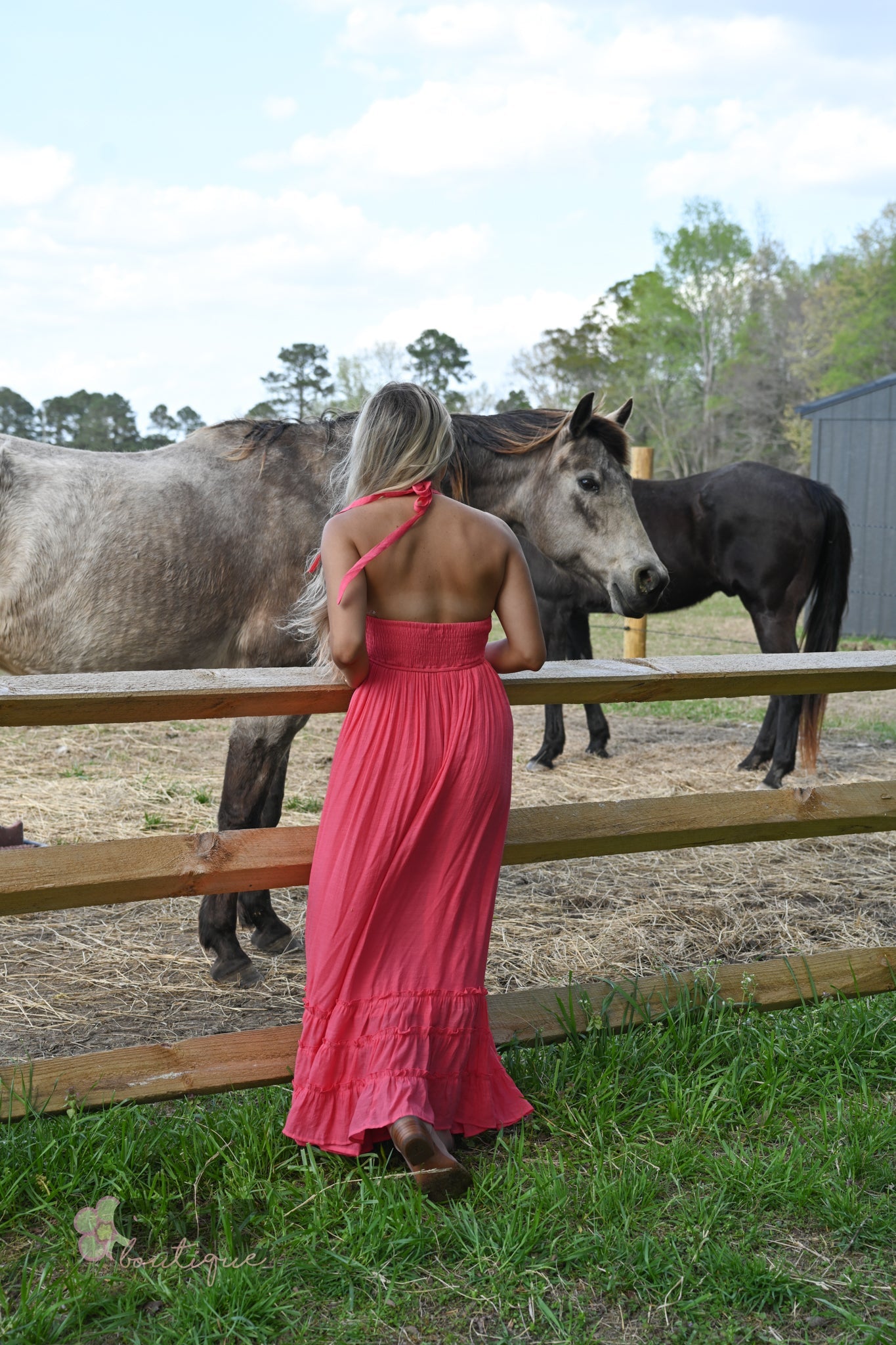 Jive Coral Halter Maxi Dress - She Chester