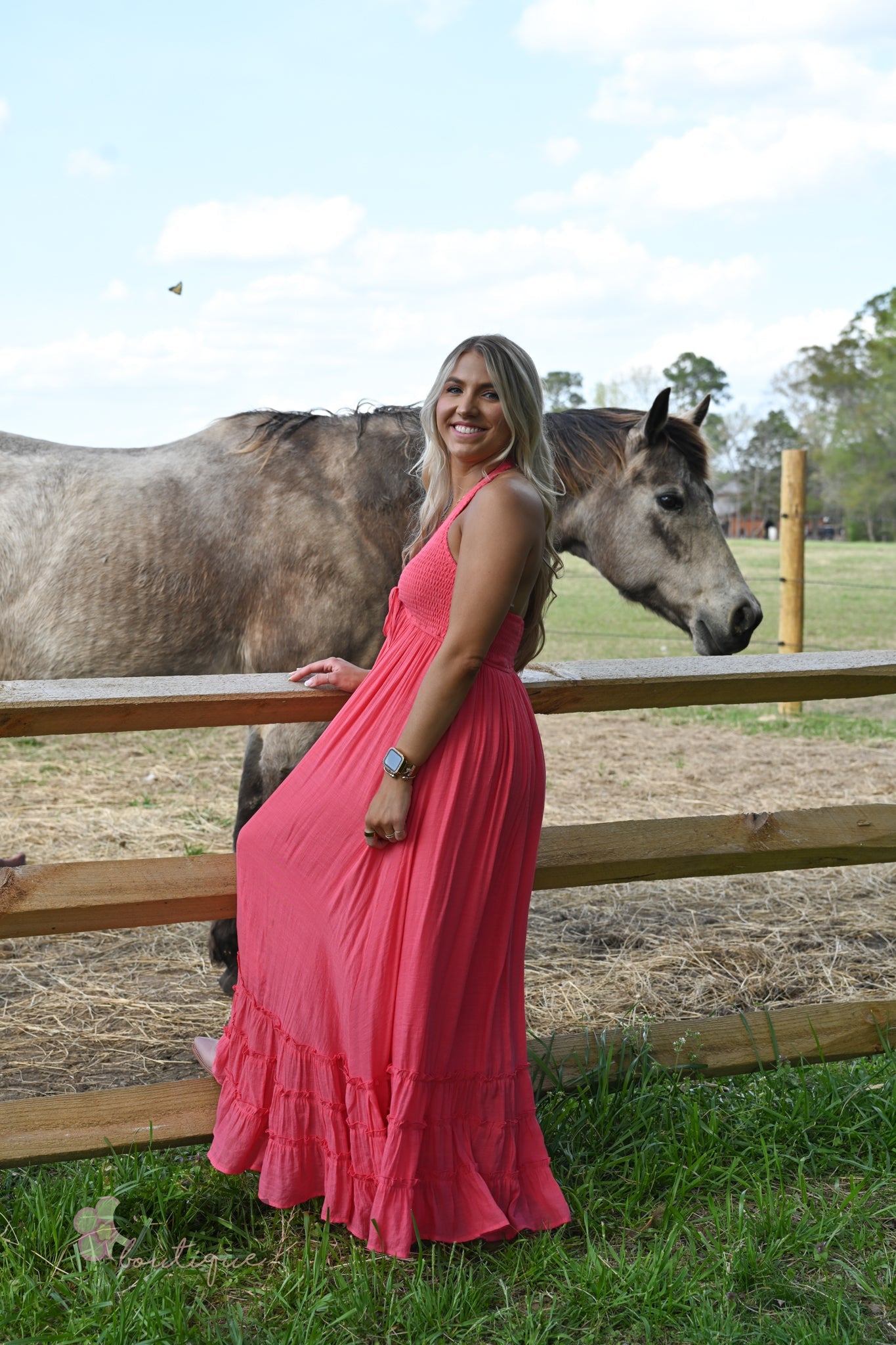 Jive Coral Halter Maxi Dress - She Chester