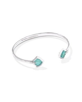 Joelle Cuff Bracelet Rhodium Bright Aqua Illusion - She Chester