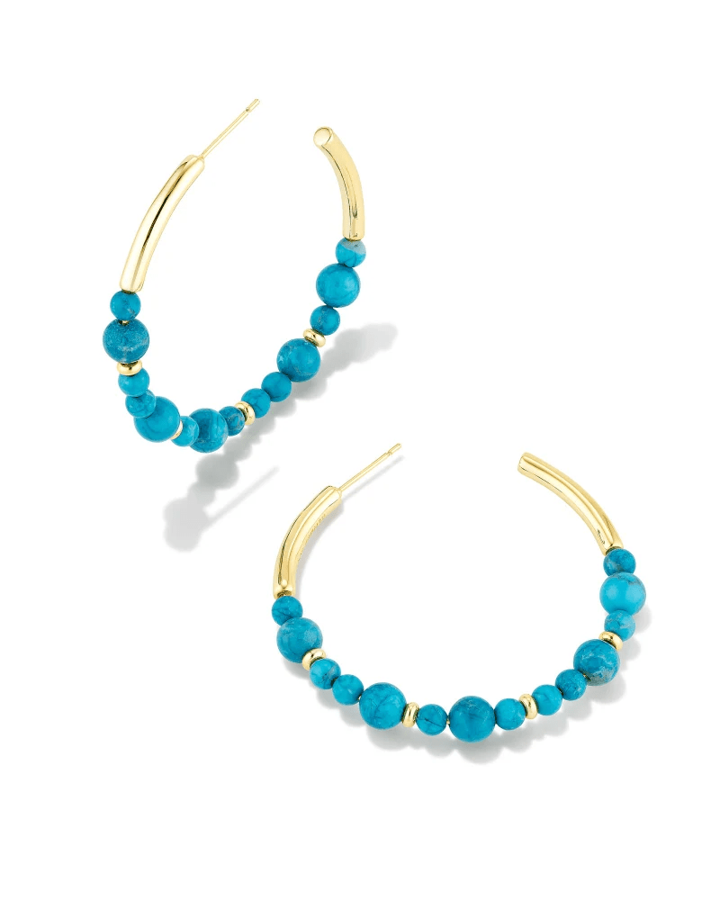 Jovie Gold Teal Beaded Hoop - She Chester
