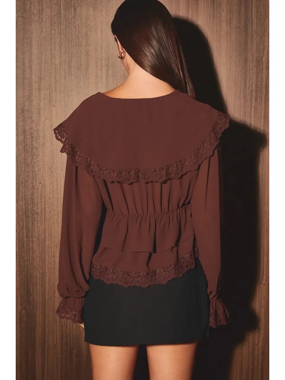 Julianne Lace Chocolate Top - She Chester