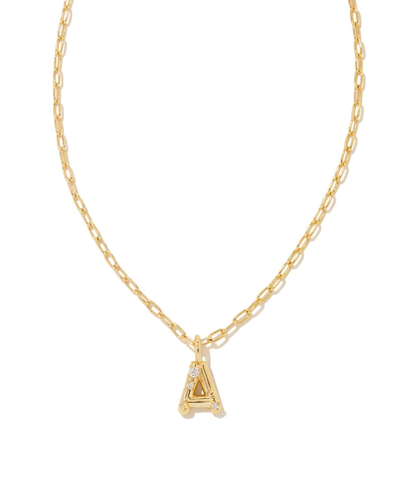 Crystal Letter Necklace - Gold -