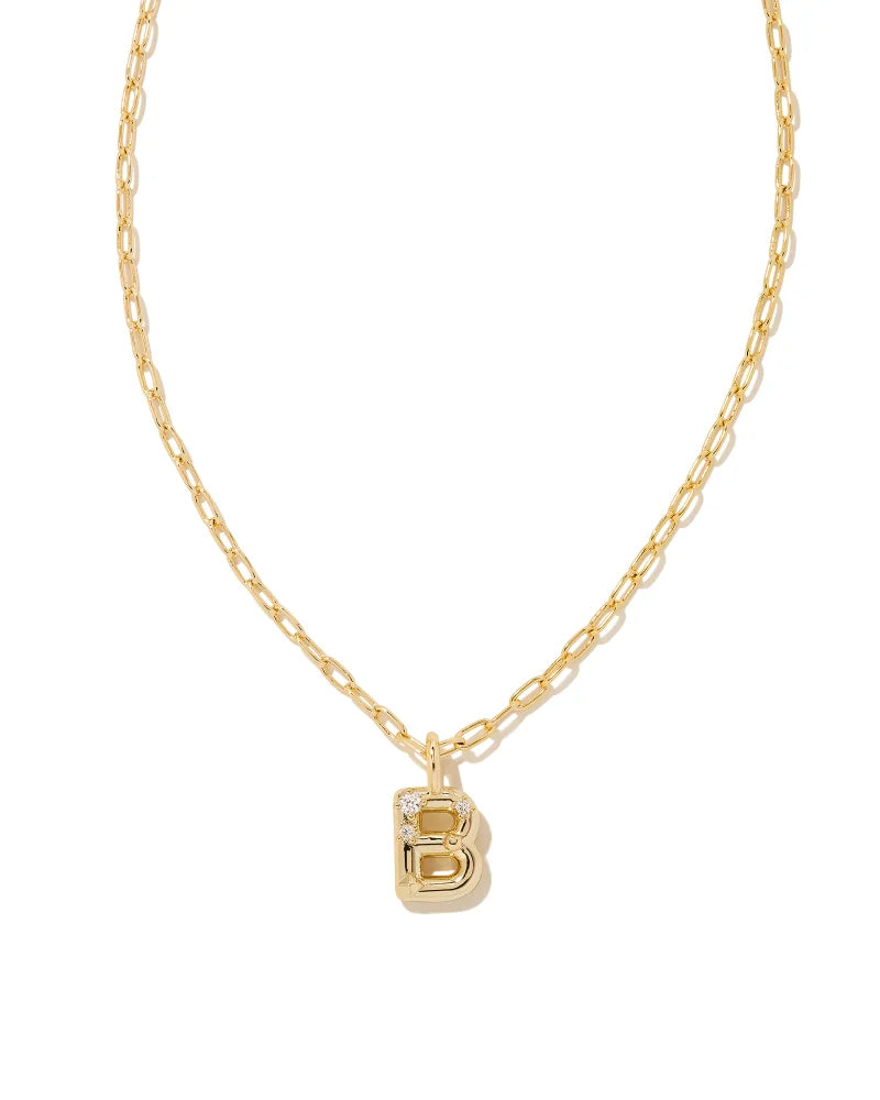 Crystal Letter Necklace - Gold -