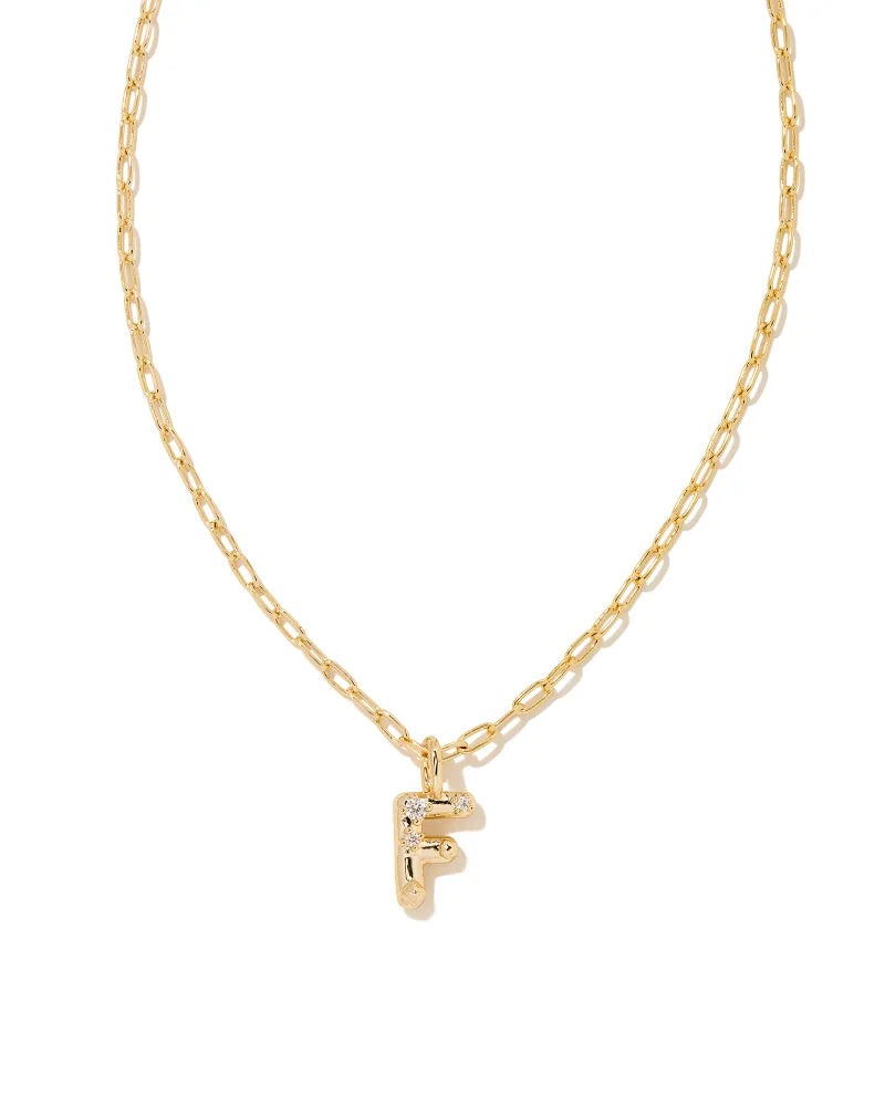 Crystal Letter Necklace - Gold -