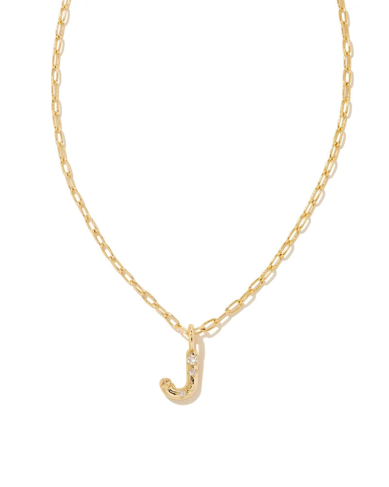 Crystal Letter Necklace - Gold -