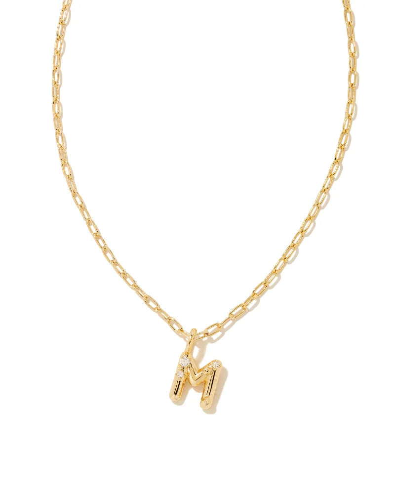 Crystal Letter Necklace - Gold -