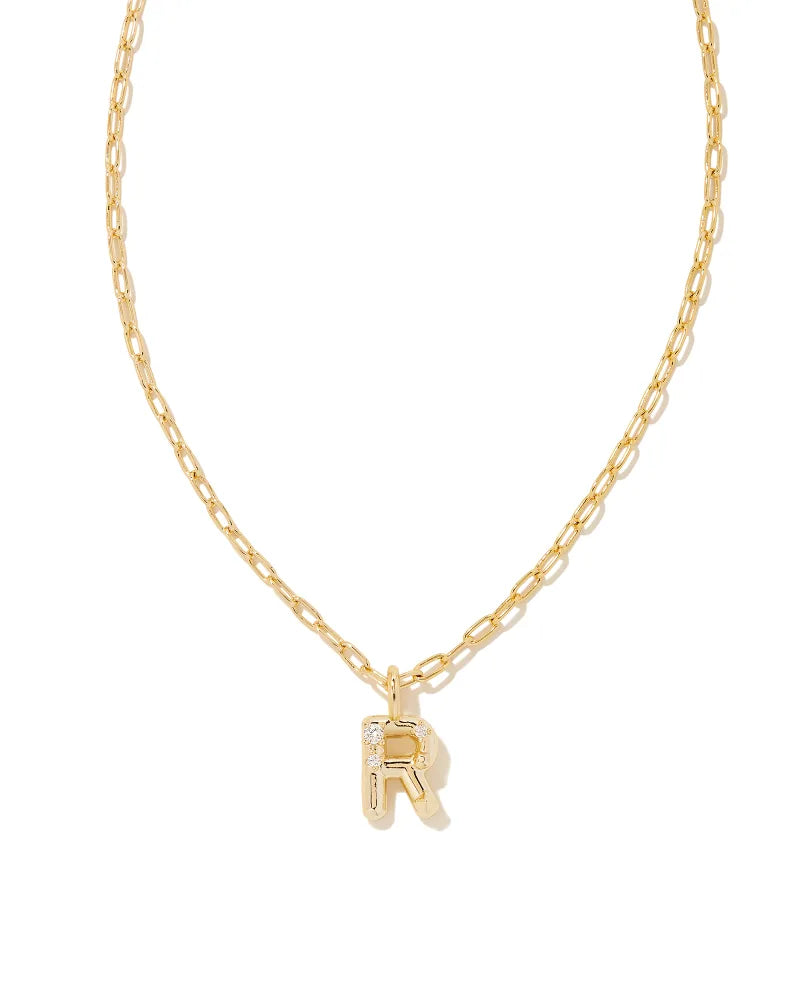 Crystal Letter Necklace - Gold -