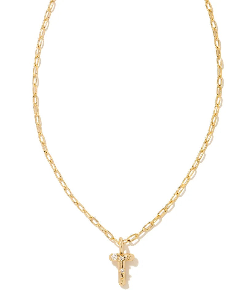 Crystal Letter Necklace - Gold -