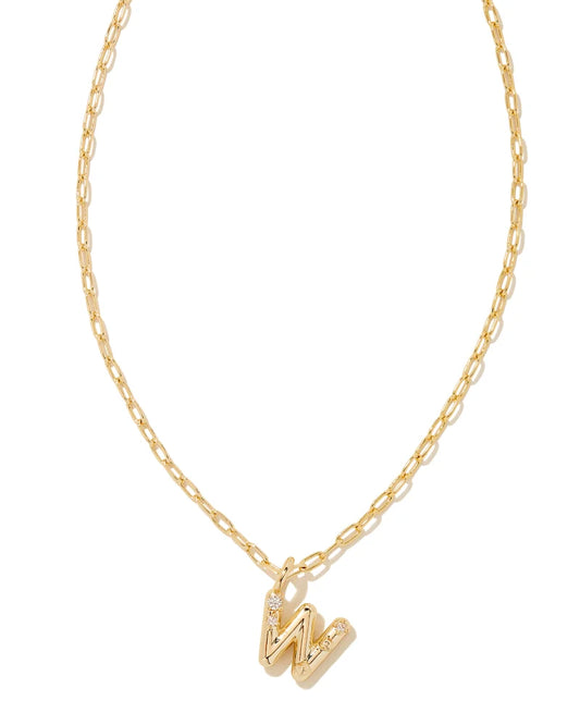 Crystal Letter Necklace - Gold -