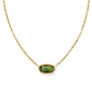 ELISA BAMBOO FRAME SHORT PENDANT NECKLACE GOLD SAGE SERPENTINE