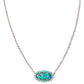 ELISA COLOR BURST FRAME SHORT PENDANT NECKLACE IN SILVER BRONZE VEINED AQUA MAGNESITE