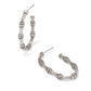 MAURA BAMBOO HOOP EARRINGS VINTAGE SILVER WHITE CRYSTAL