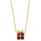 PRESENT SHORT PENDANT NECKLACE GOLD RED CRYSTAL