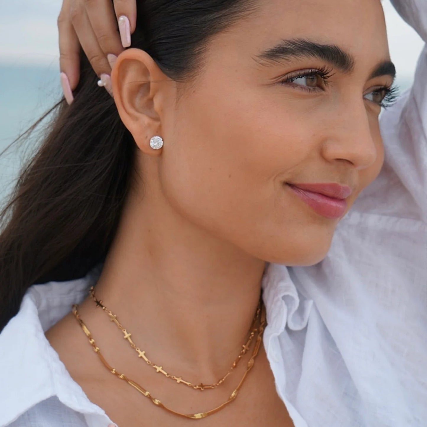 Kennedy Cross Chain Gold Necklace - She Chester