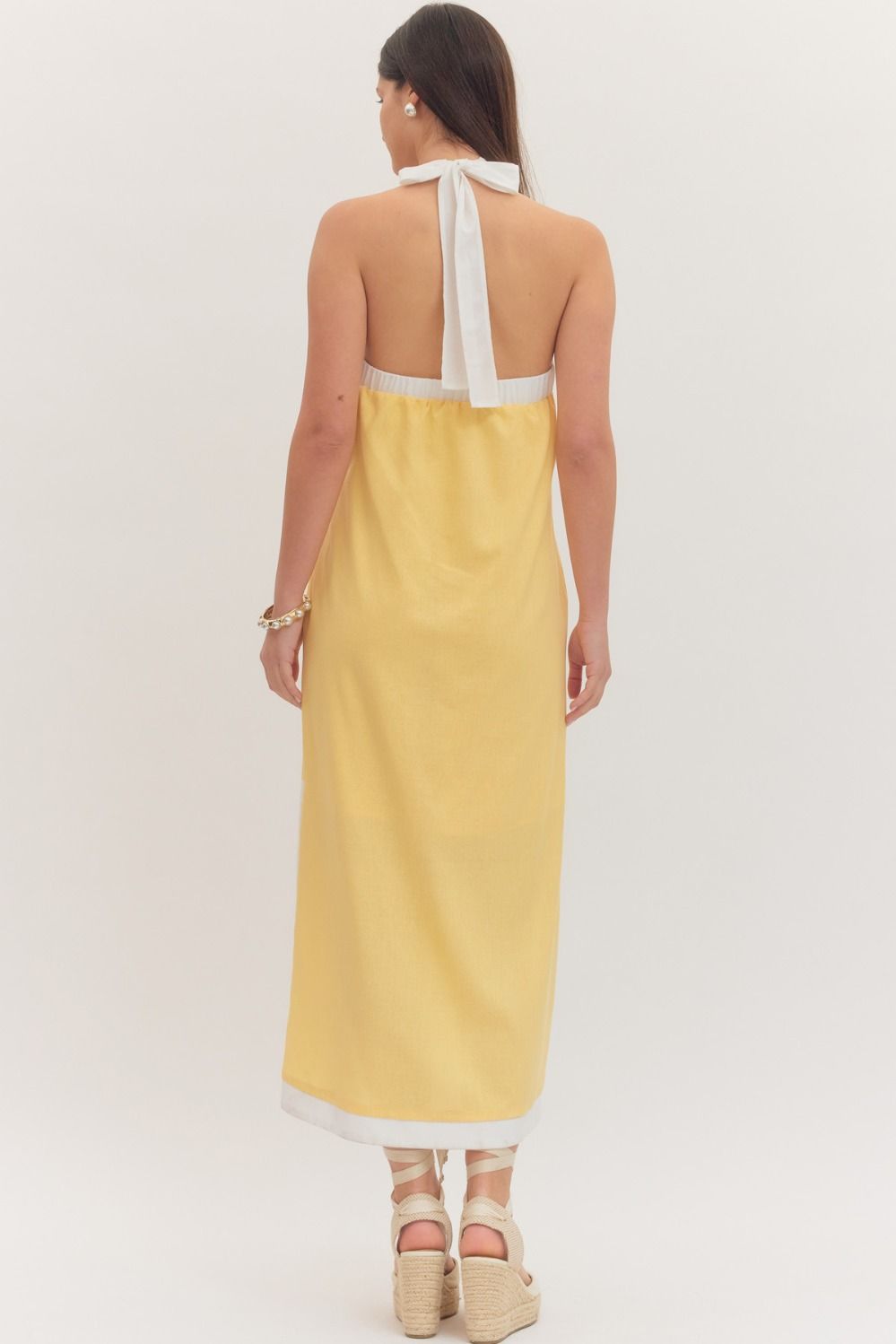 Kennedy Lemon Tie Halter Dress - She Chester