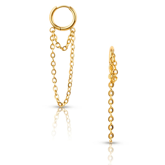 Kira Gold Drop Chain Huggie Hoop Earring 561 - She Chester