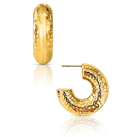 Kirby Hammered Tube Hoop Earring - She Chester