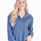 Knit V Neck Waffle Top - Dark Blue - She Chester