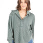 Knit V Neck Waffle Top - Jade - She Chester