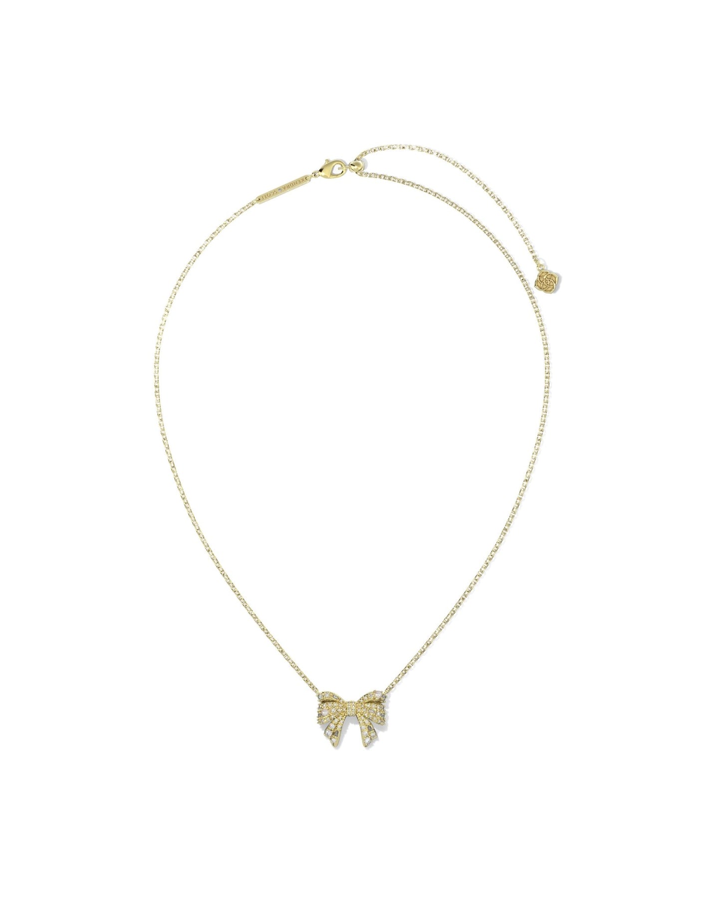 KRISTA BOW SHORT PENDANT NECKLACE GOLD WHITE MIX - She Chester