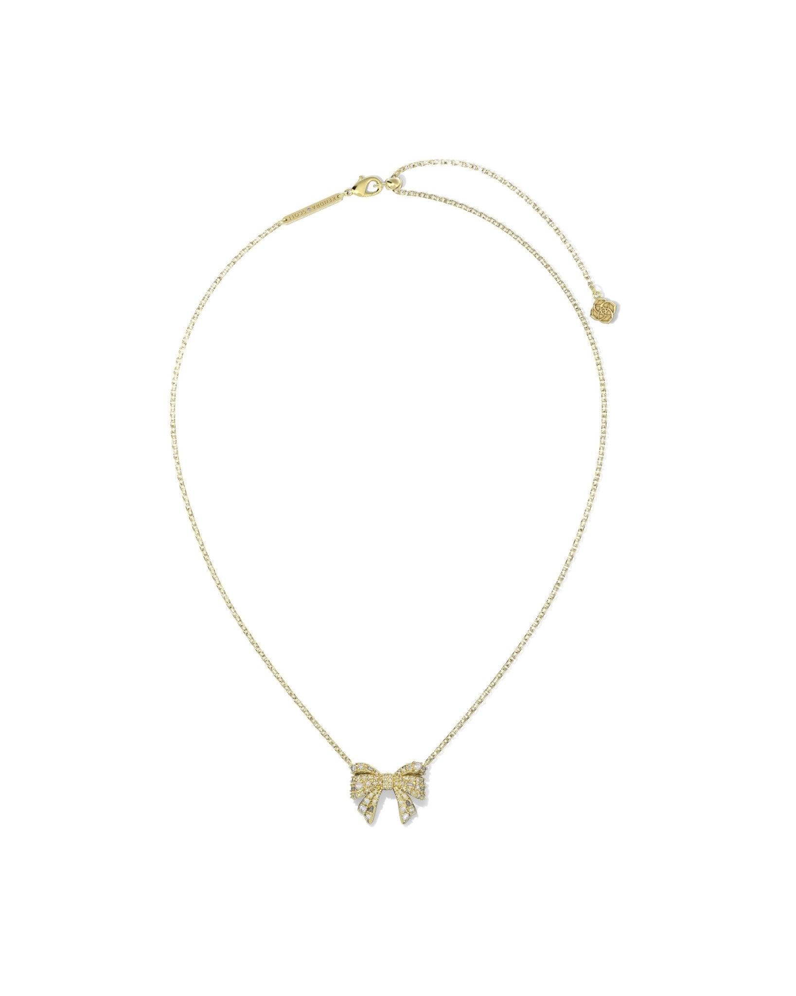 KRISTA BOW SHORT PENDANT NECKLACE GOLD WHITE MIX - She Chester