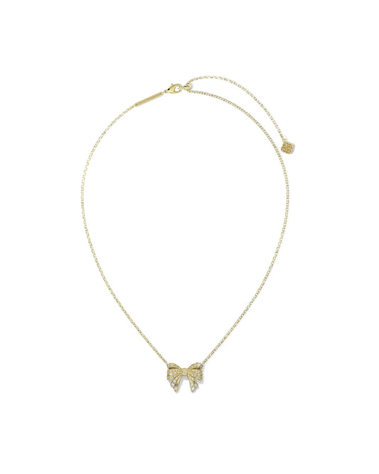 KRISTA BOW SHORT PENDANT NECKLACE GOLD WHITE MIX - She Chester