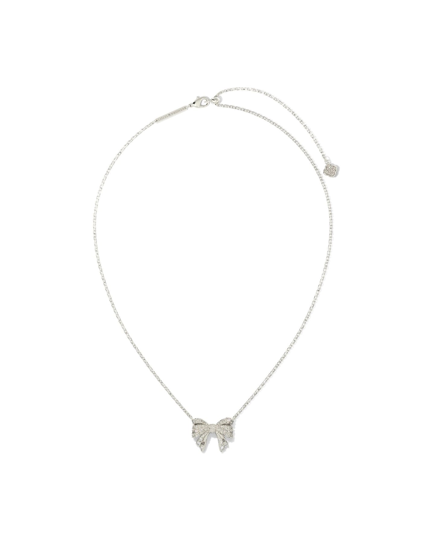 KRISTA BOW SHORT PENDANT NECKLACE KRISTA BOW SHORT PENDANT NECKLACE SILVER WHITE MIX - She Chester
