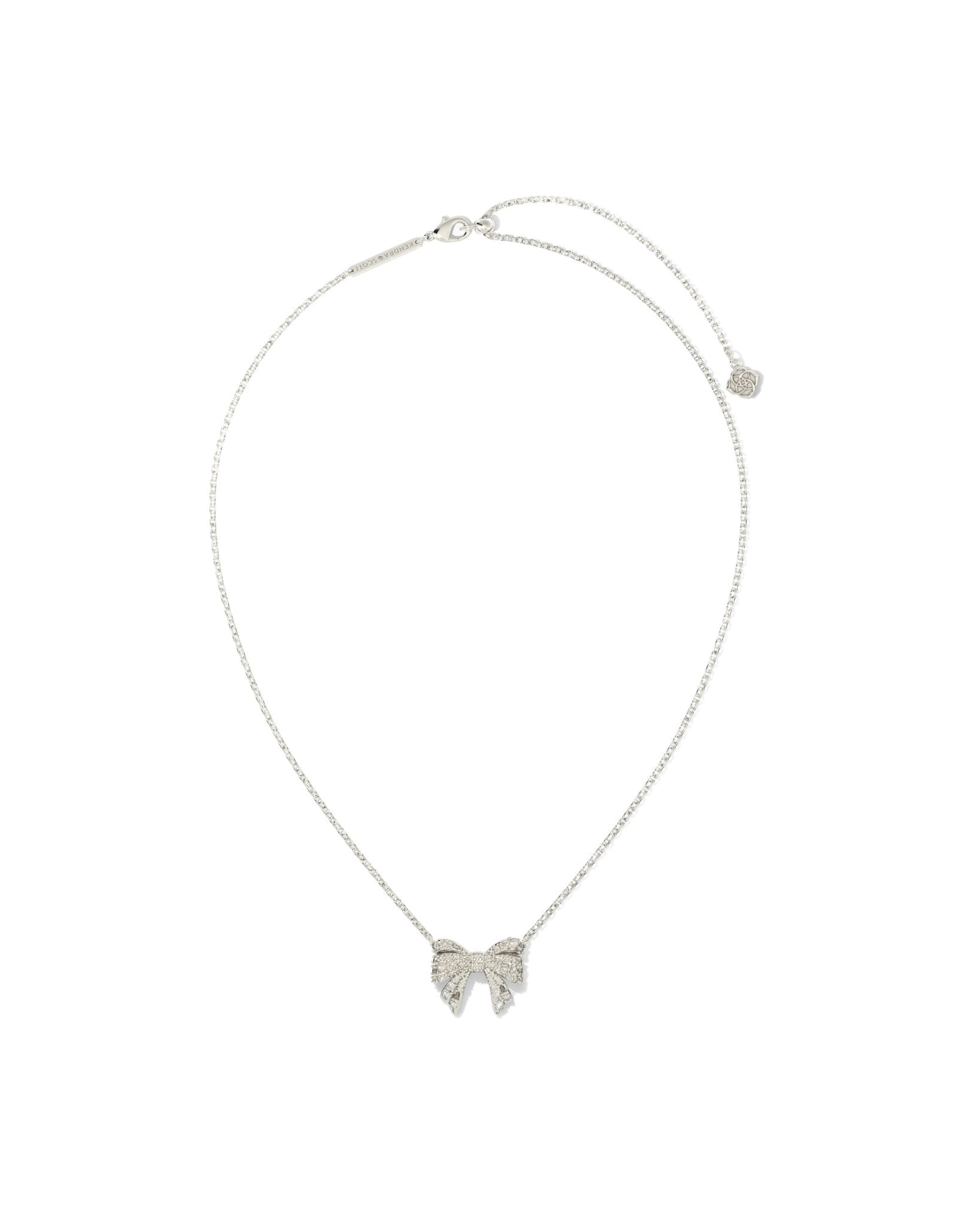 KRISTA BOW SHORT PENDANT NECKLACE KRISTA BOW SHORT PENDANT NECKLACE SILVER WHITE MIX - She Chester