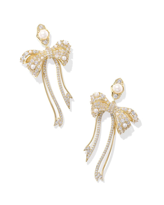 KRISTA BOW STATEMENT EARRINGSKRISTA BOW STATEMENT EARRINGSGOLD WHITE MIX - She Chester