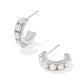 KRISTA HUGGIE EARRINGS SILVER WHITE PEARL - She Chester