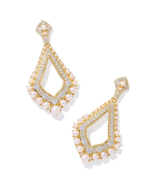 KRISTA STATEMENT EARRINGS GOLD WHITE MIX - She Chester