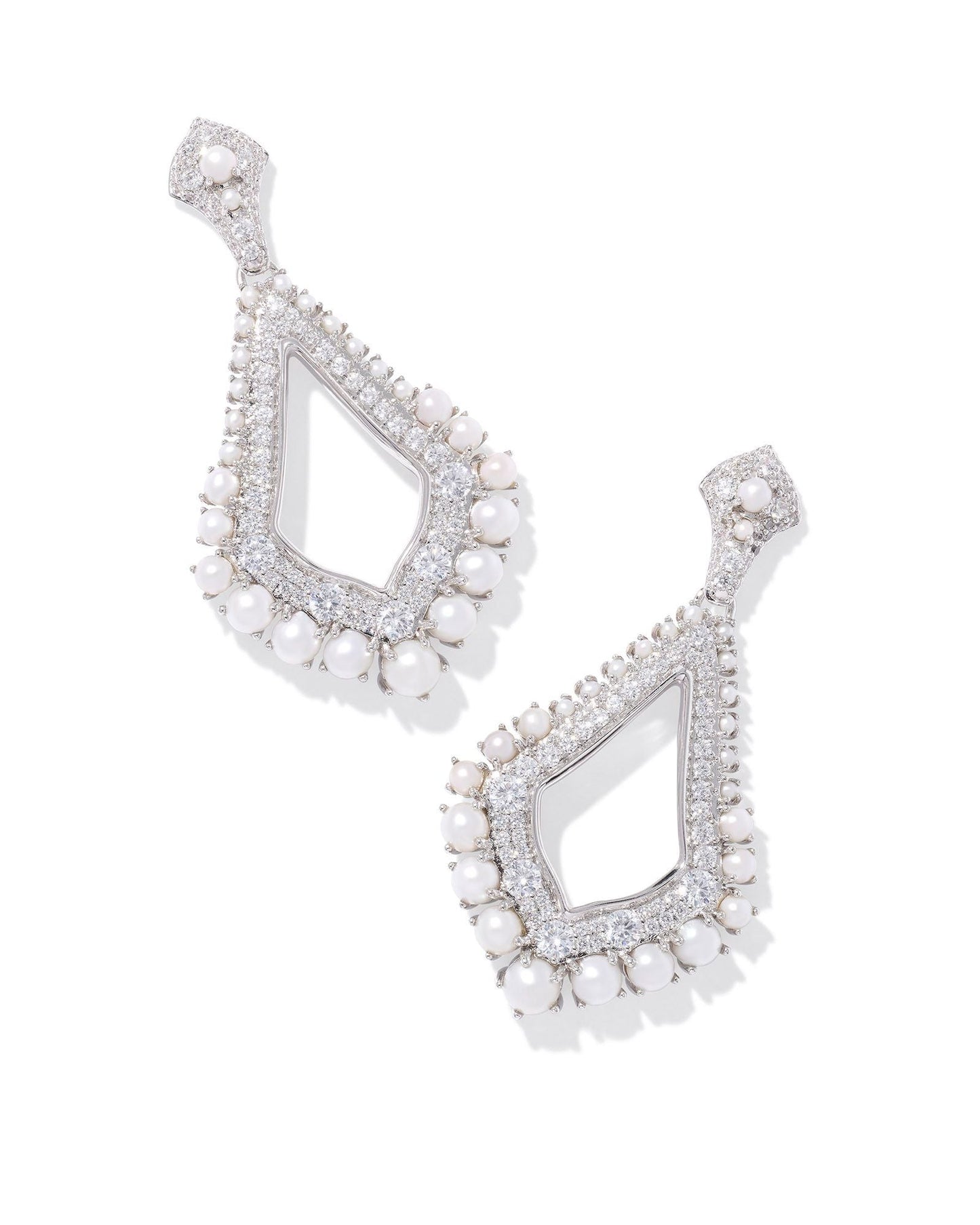 KRISTA STATEMENT EARRINGS SILVER WHITE MIX - She Chester