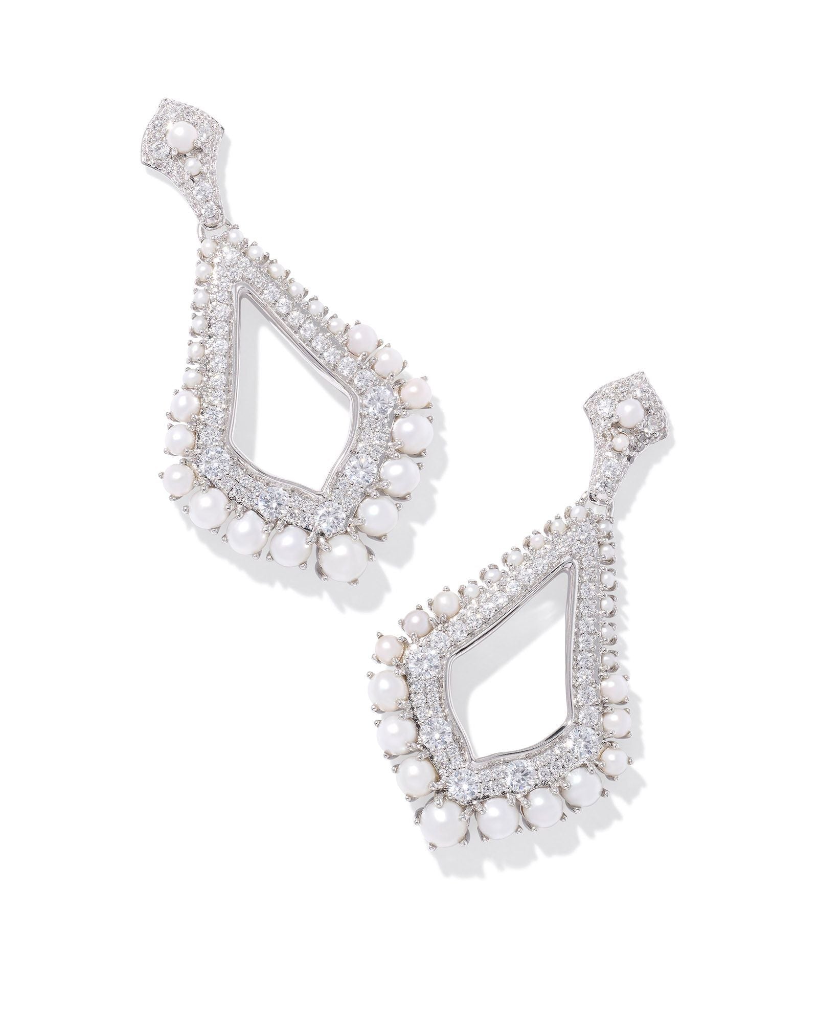 KRISTA STATEMENT EARRINGS SILVER WHITE MIX - She Chester