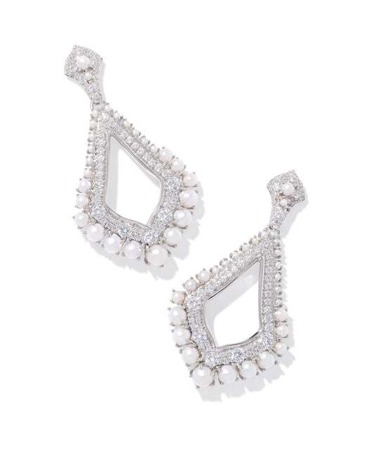 KRISTA STATEMENT EARRINGS SILVER WHITE MIX - She Chester