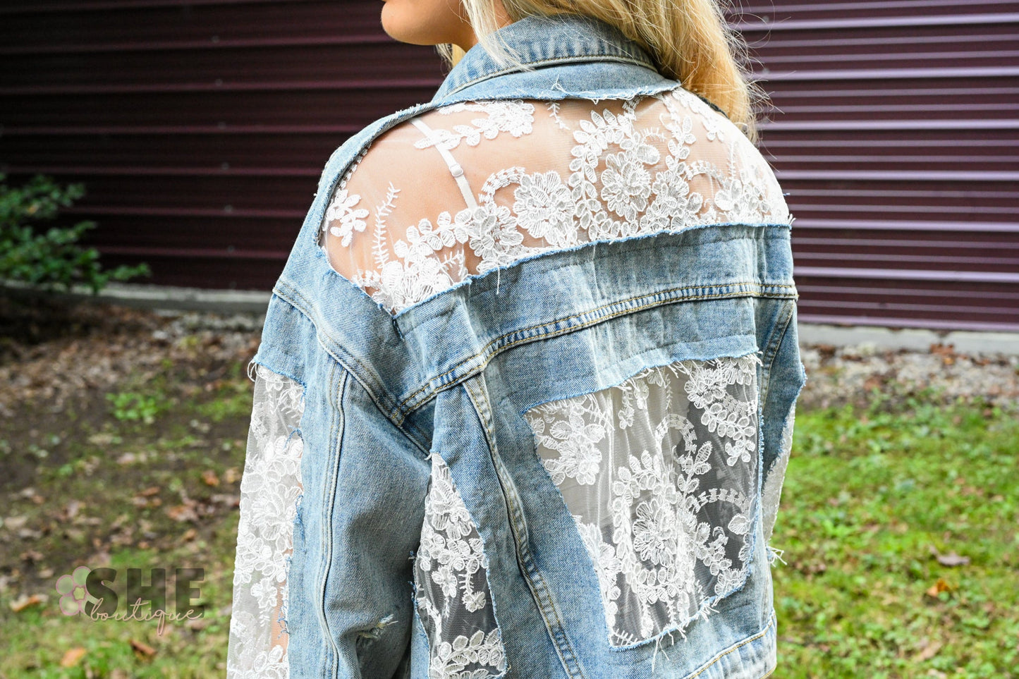 Lace And Denim Jacket - She Chester