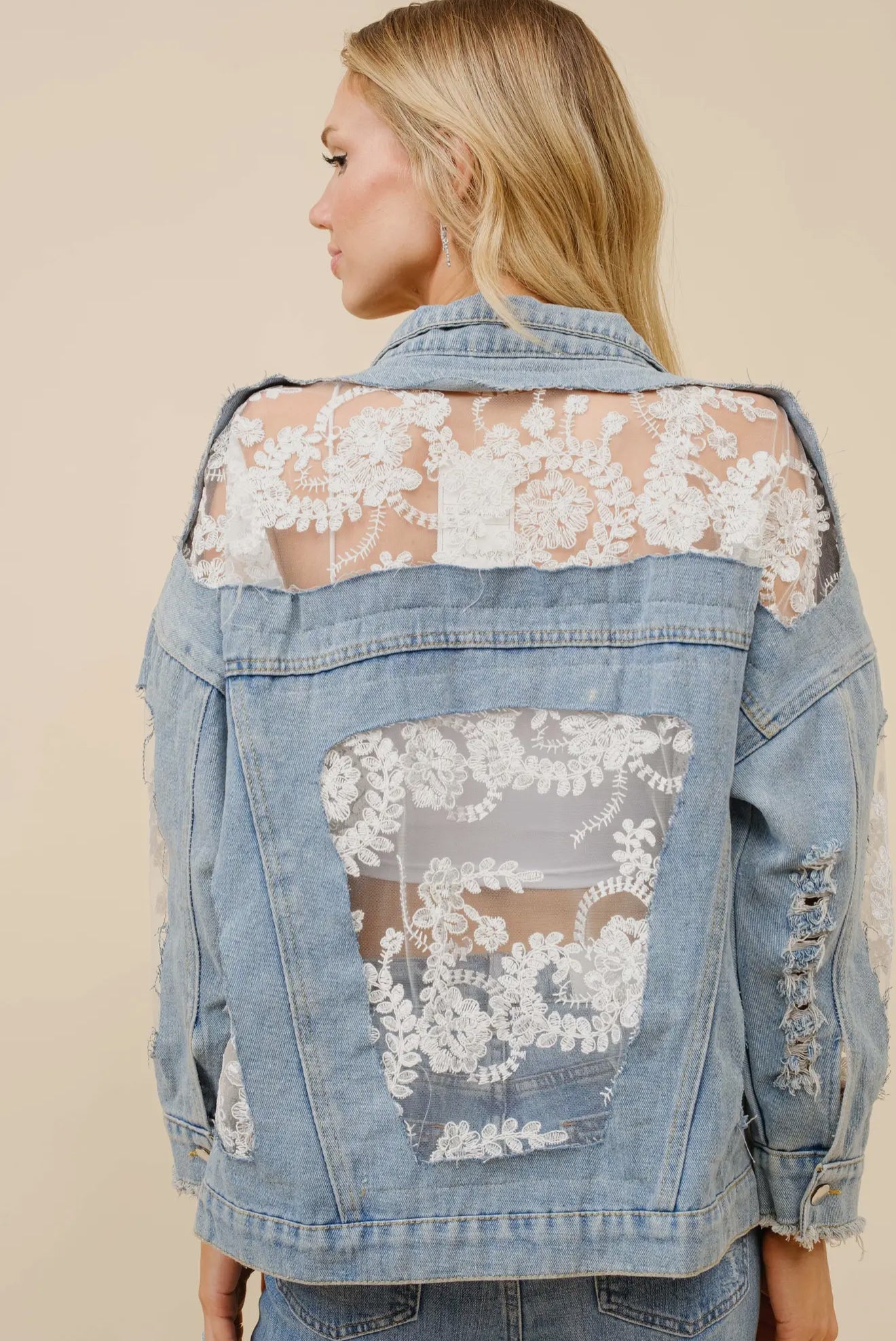 Lace And Denim Jacket - She Chester