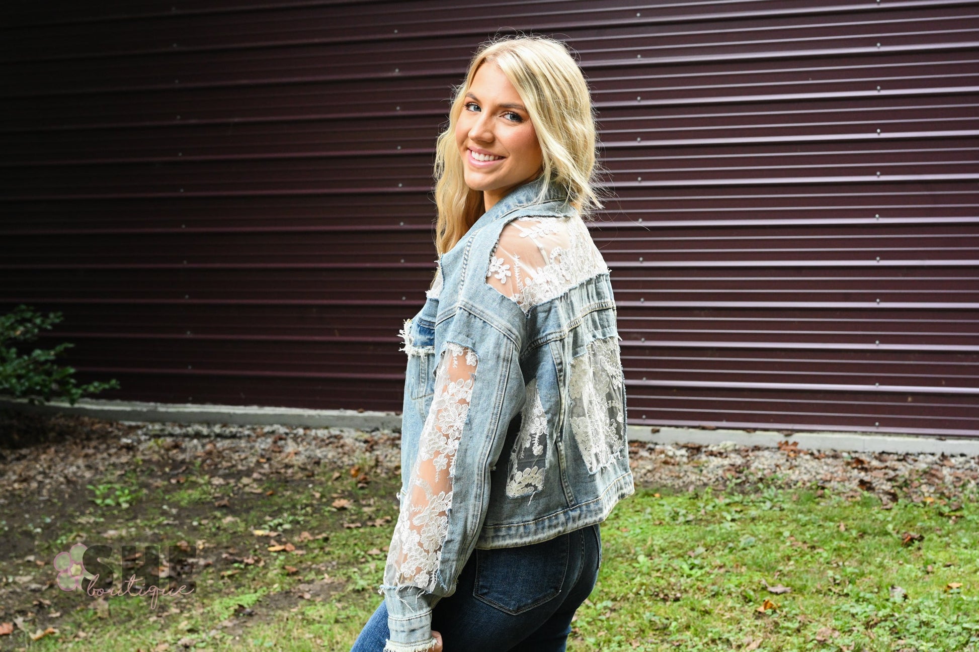 Lace And Denim Jacket - She Chester