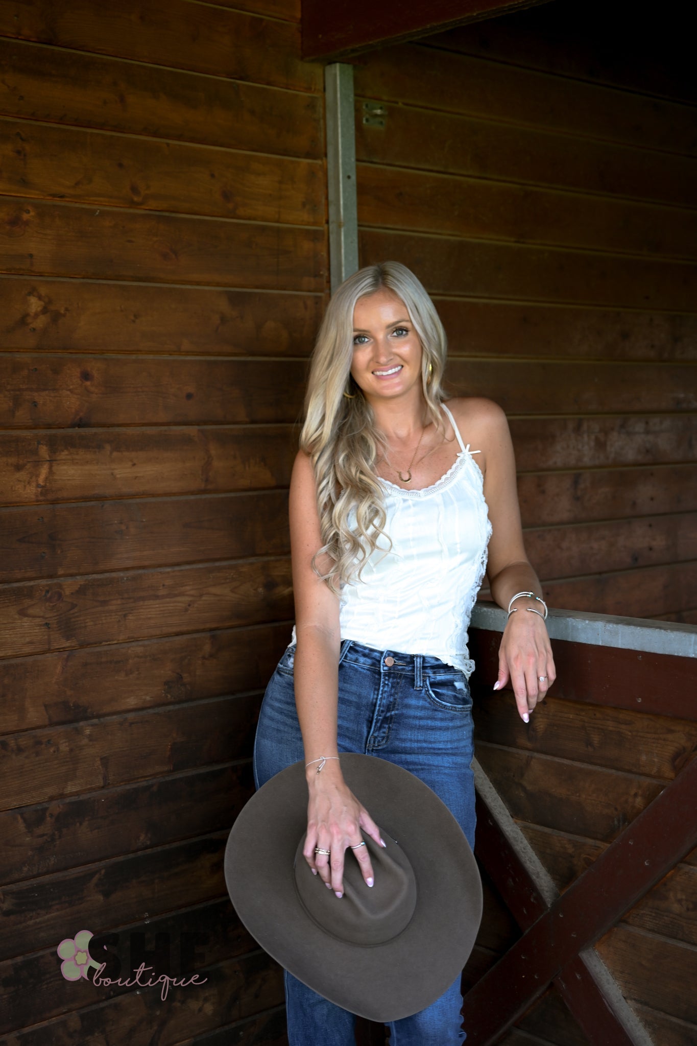 Lace Frilly Cream Tank - She Chester